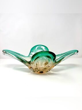 Mid-Century Large Murano glass Aqua Green & Amber from 1961